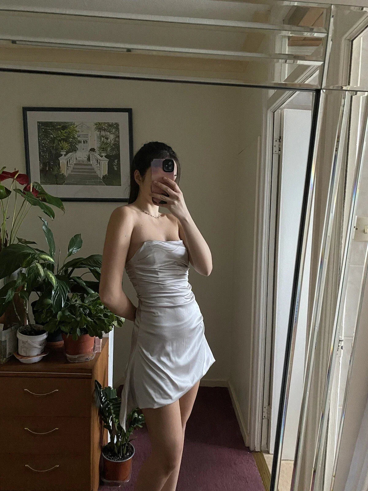 Strapless Satin Short Homecoming Dress