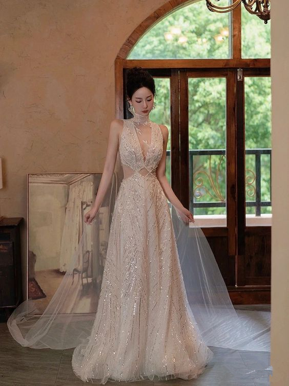Glamorous A-line Sequins Prom Dress,Glam Dress,18th Birthday Dress