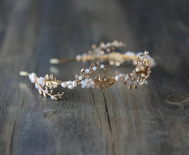 Wedding Hair Accessories Freshwater Pearls Headbands Headpieces Vintage Leaf Hairbands Brides Tiaras and Crowns Bridal Jewelry