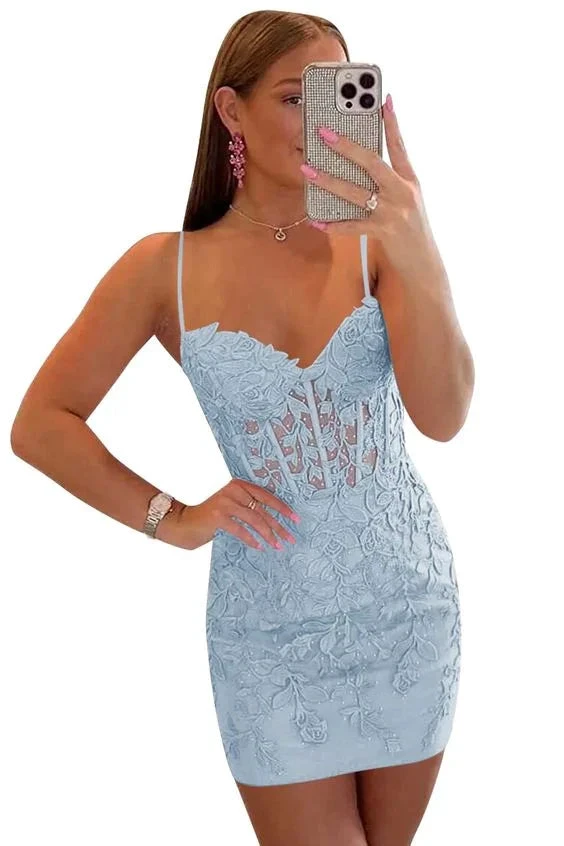 Spaghetti Straps Tight Homecoming Dresses for Teens (ZD11788)