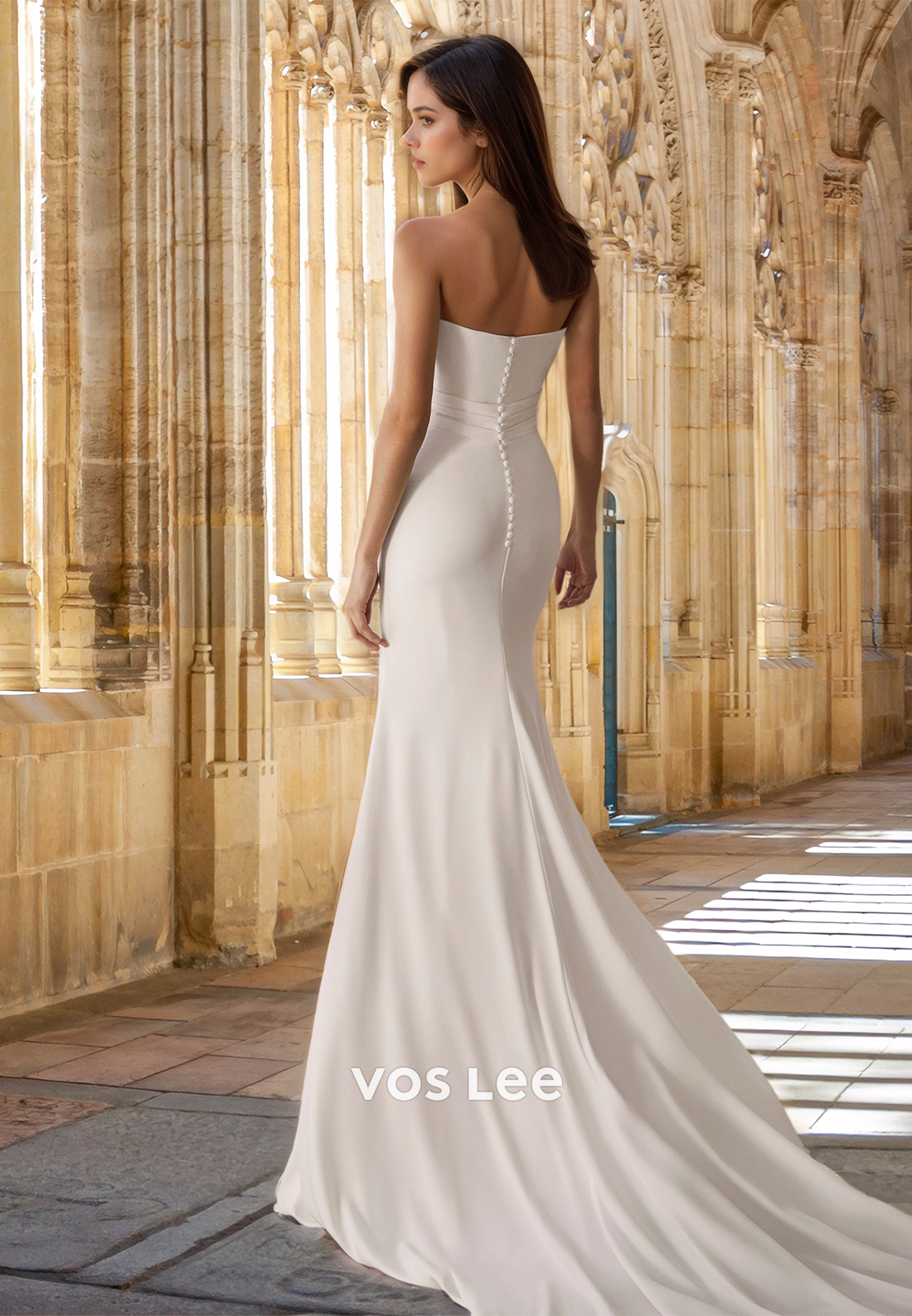 Elegant Column Asymmetrical Neck Court Train Draped Satin Wedding Guest Dress