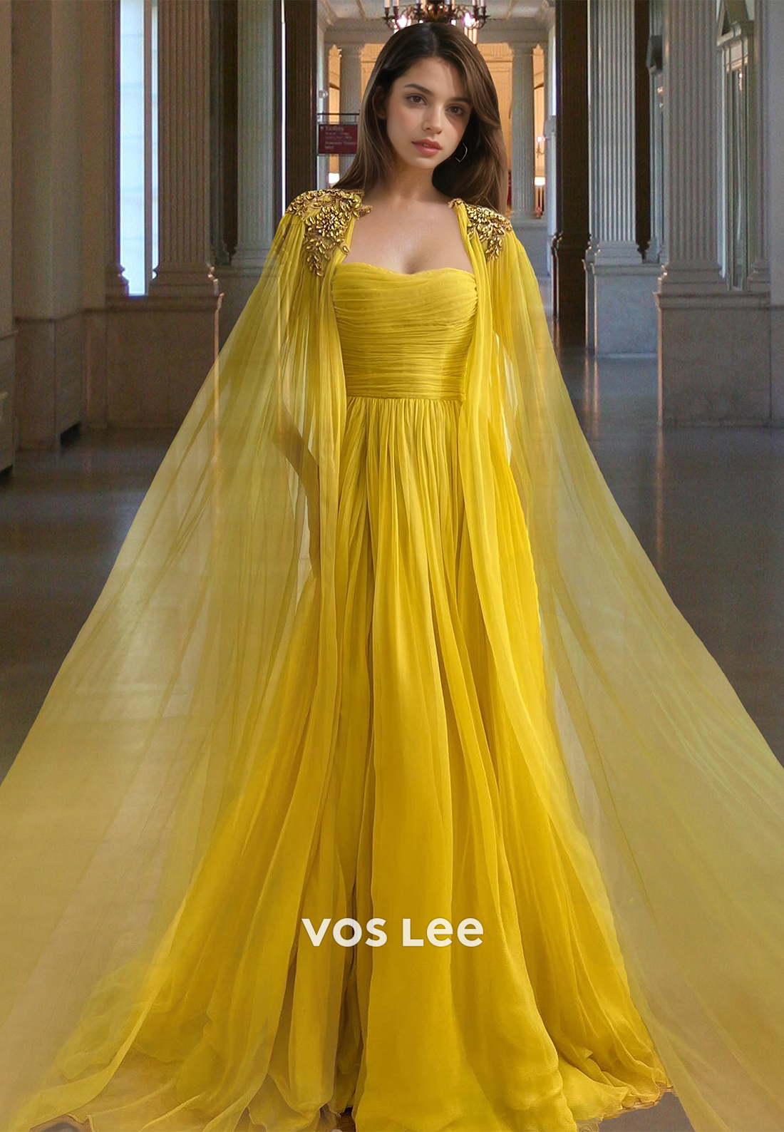 Glamorous A-Line Sweetheart Chiffon Two Piece Long Formal Party Dress with Beaded
