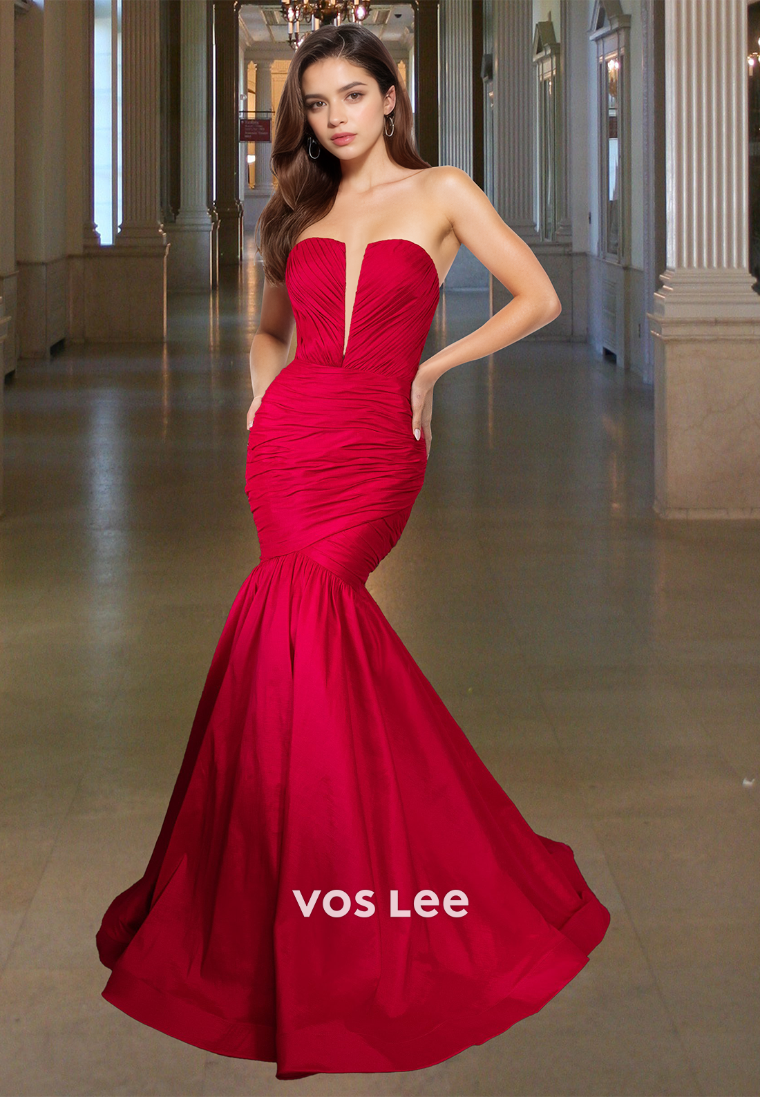 Sexy Ruched Mermaid Strapless Evening Dress 2025 Chic Formal Party Gown