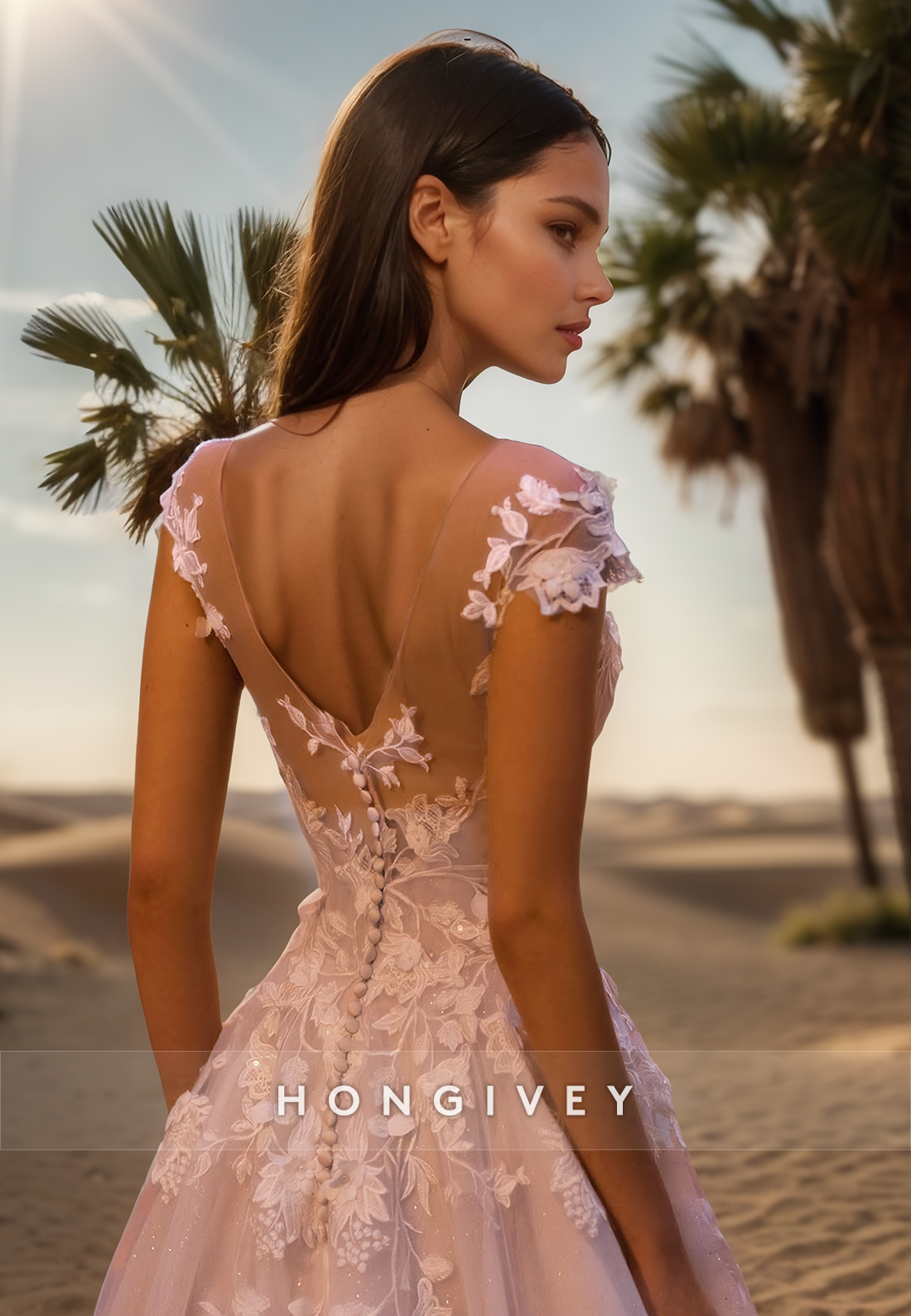 V-Neck Off-Shoulder Sleeveless A-Line Wedding Dress Beaded Applique Pleated Tulle Bride Gowns