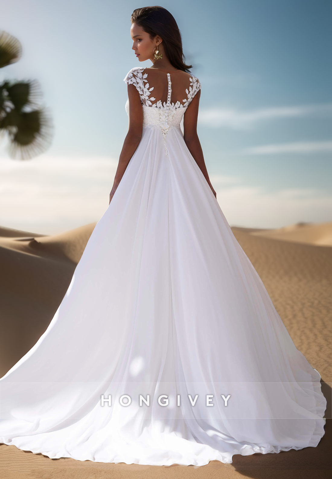 A-Line Sweetheart Lace appliques Simple Beach  Wedding Dresses