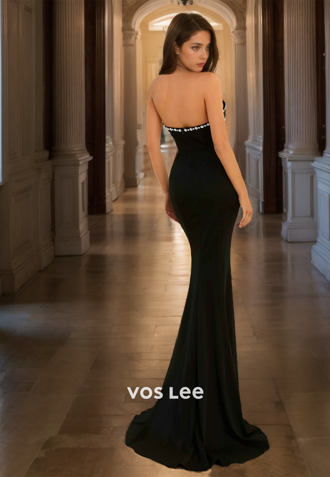 Black Sweetheart Strapless Formal Occasion Party Dress Mermaid Zipper Back Prom Gown