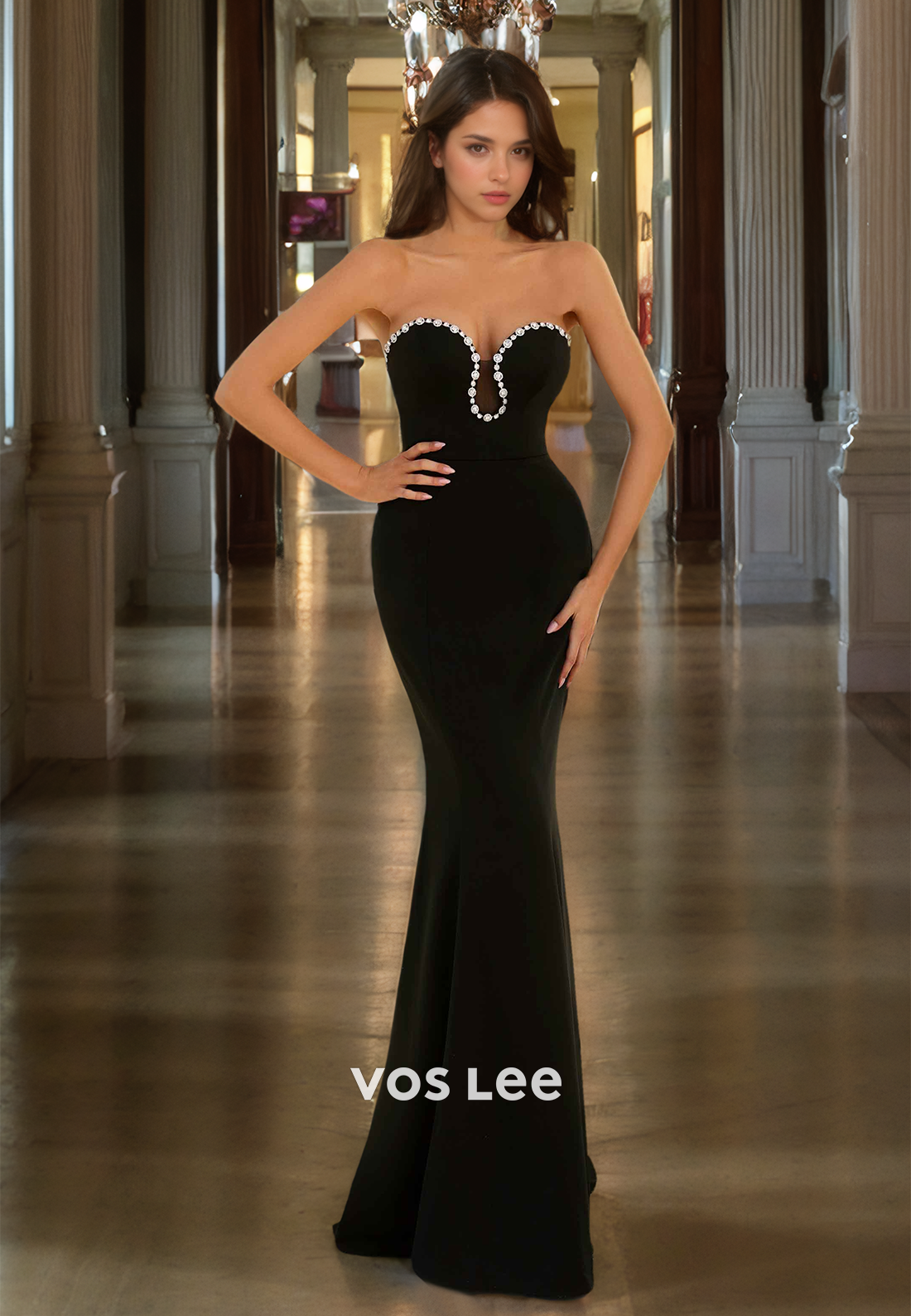 Black Sweetheart Strapless Formal Occasion Party Dress Mermaid Zipper Back Prom Gown