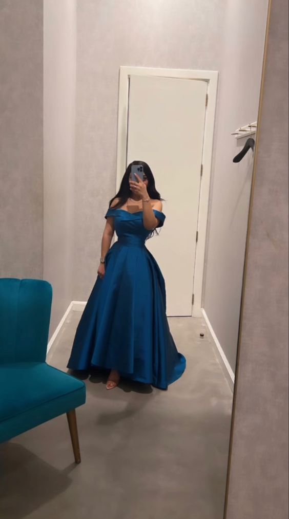 Off the shoulder prom dress A-line evening dress