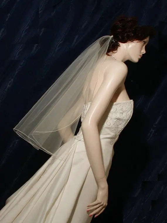Wedding Bridal Veil Elbow Length Cascading Waterfall Style Champagne
