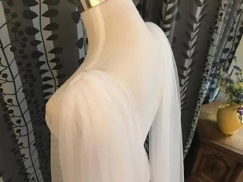 Plain Wedding Cape Veil Bridal Shoulder Veil White/Ivory Tulle Long Cape Cloak Shawl White/ Ivory