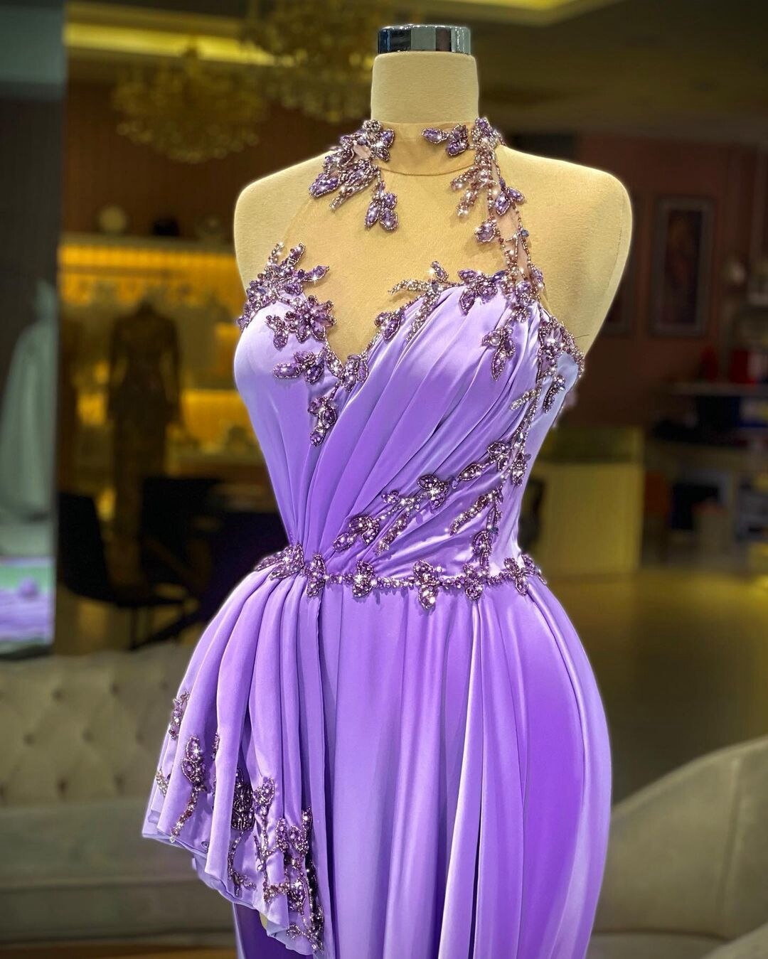 Purple Evening Gown Appliques Prom Dresses  C571