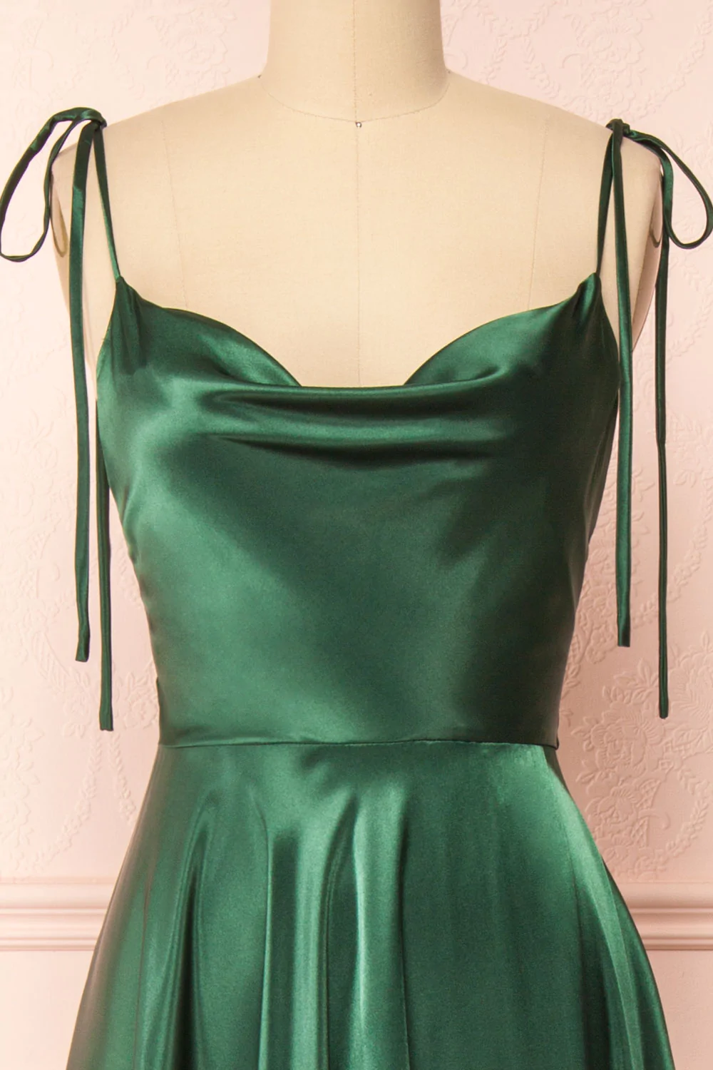 Green Cowl Neck Satin Simple Prom Dress