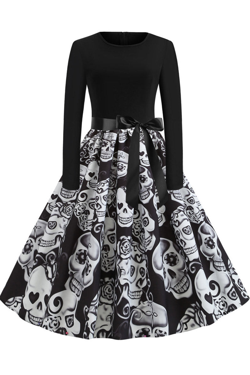 Halloween Pumpkin Print Retro Dress - Fashionpara