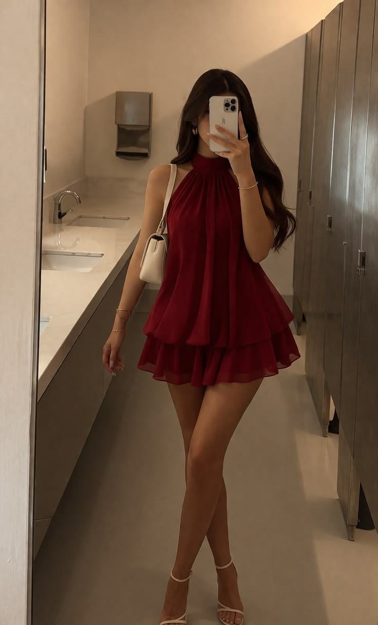 Halter A-Line Burgundy Chiffon Homecoming Dress Short Birthday Outfit