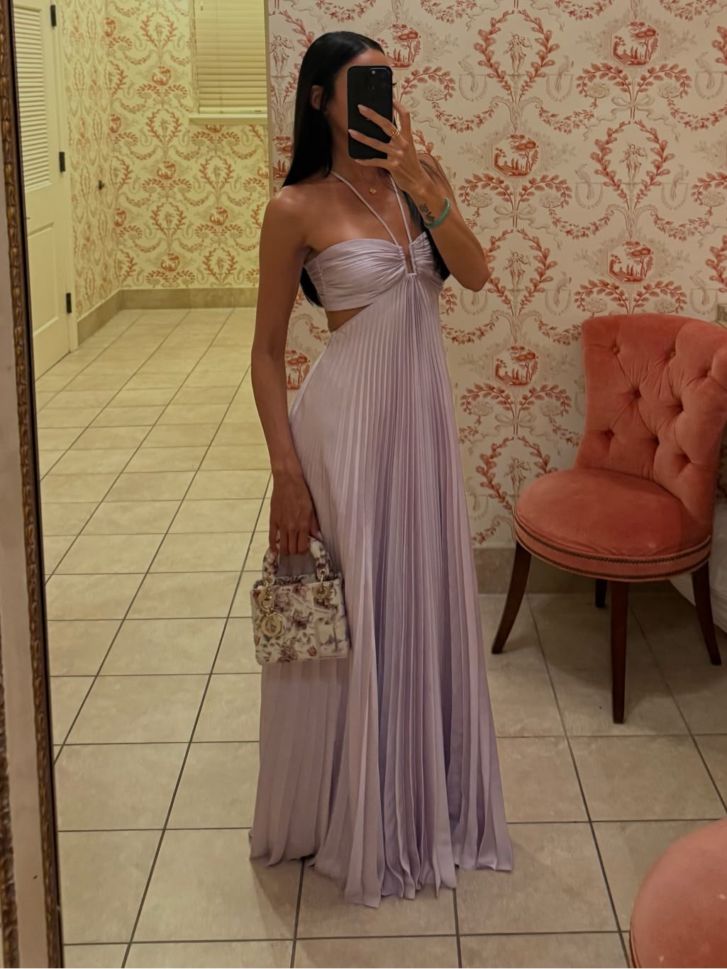 Halter A-Line Lilac Wedding Guest Dress Pleated Evening Dress