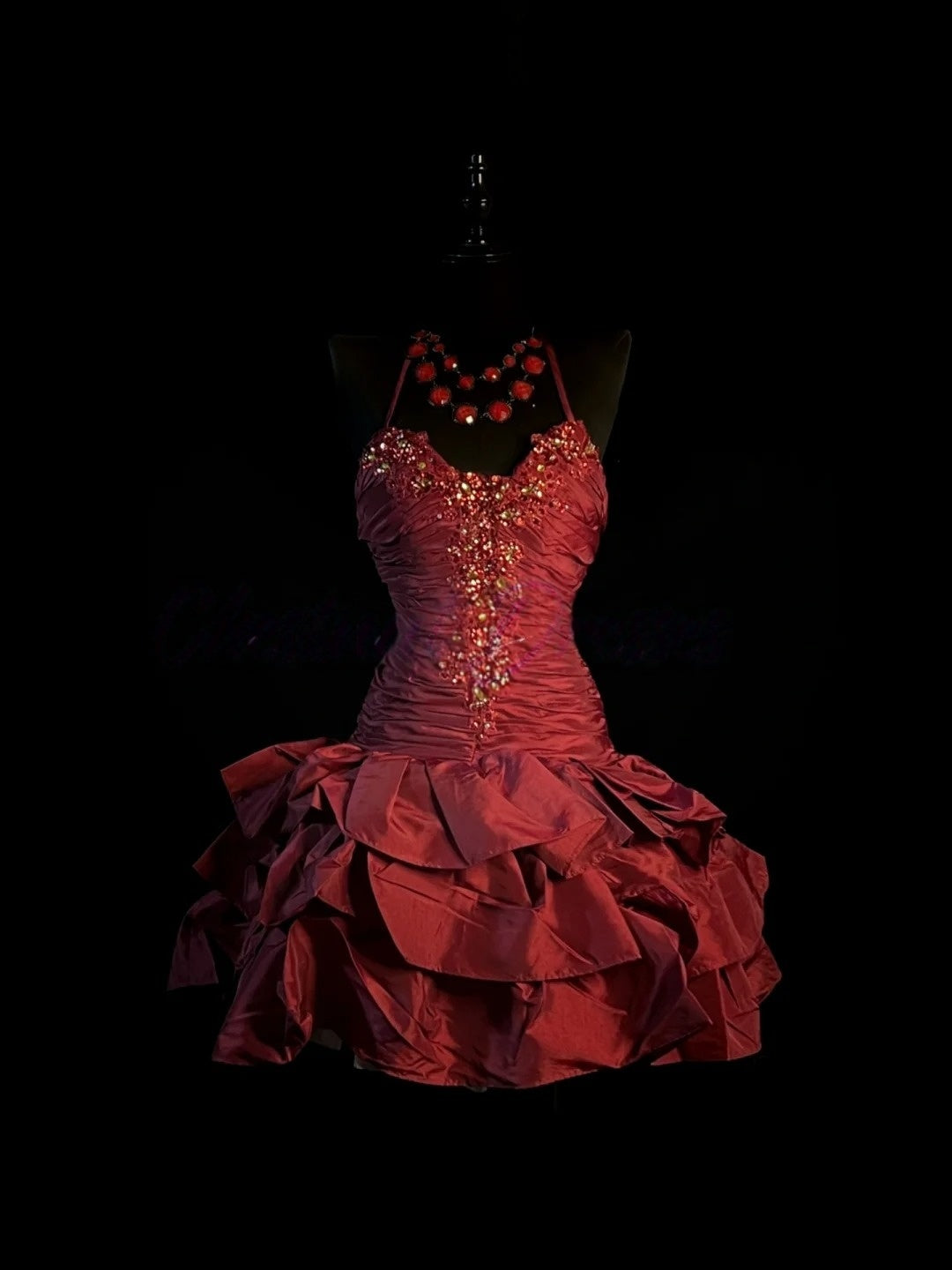 Halter A-Line Red Homecoming Dress Satin Birthday Dress