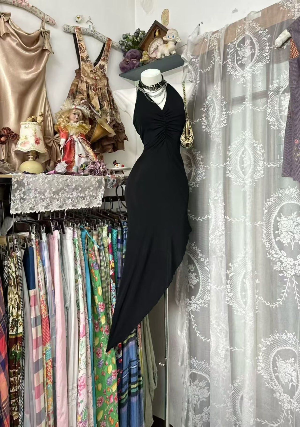 Halter Mermaid Black Evening Dress Sexy Birthday Dress