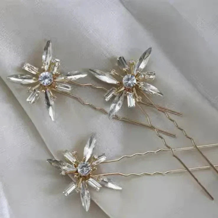 Opal Crystal Rhinestones Hair Pins Clips Flower Headpieces Women Girl Hairpin For Bride Party Bridal Jewelry Wedding Accessories c