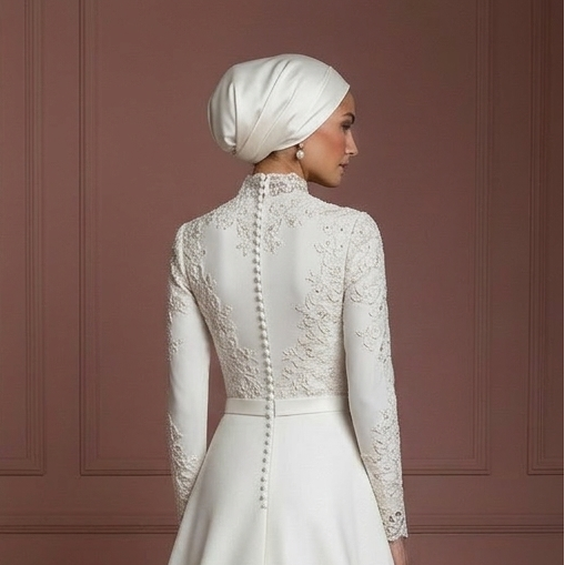 Hijab Bridal Dress For Intimate Wedding Dress Modest Style Muslim