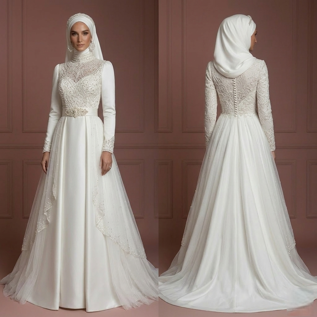 Hijab Bridal Dress Luxury Modest Wedding Dress Style Muslim