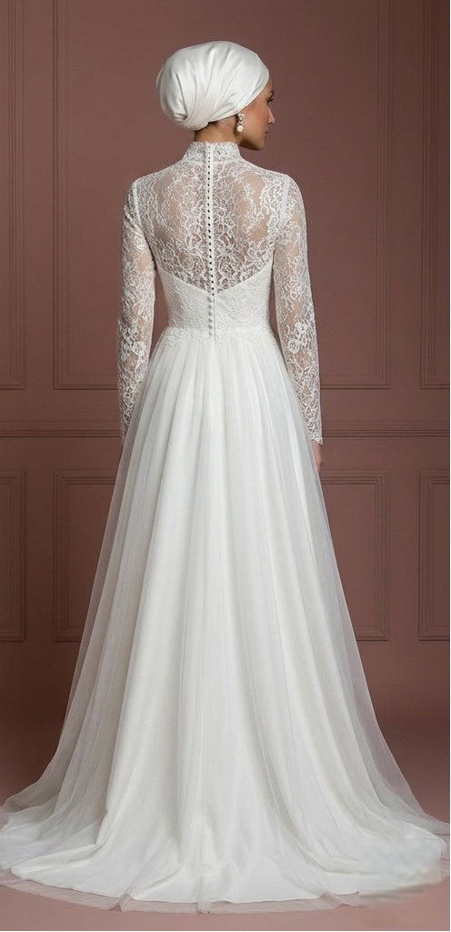 Hijab Bridal Dress Soft Romantic Wedding Dress Style Muslim