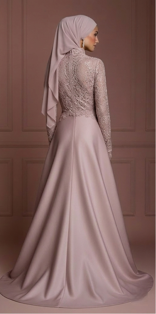 Hijab Wedding Dress With Vintage Inspired Lace Muslim