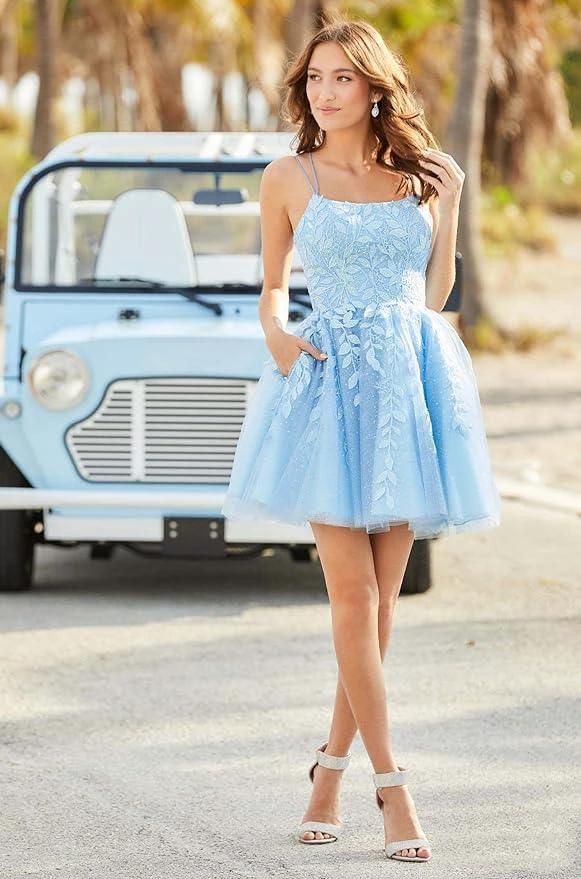 Homecoming Dresses for Teens Tulle Junior Prom Dress with Pockets SYH49 by vivymakudress
