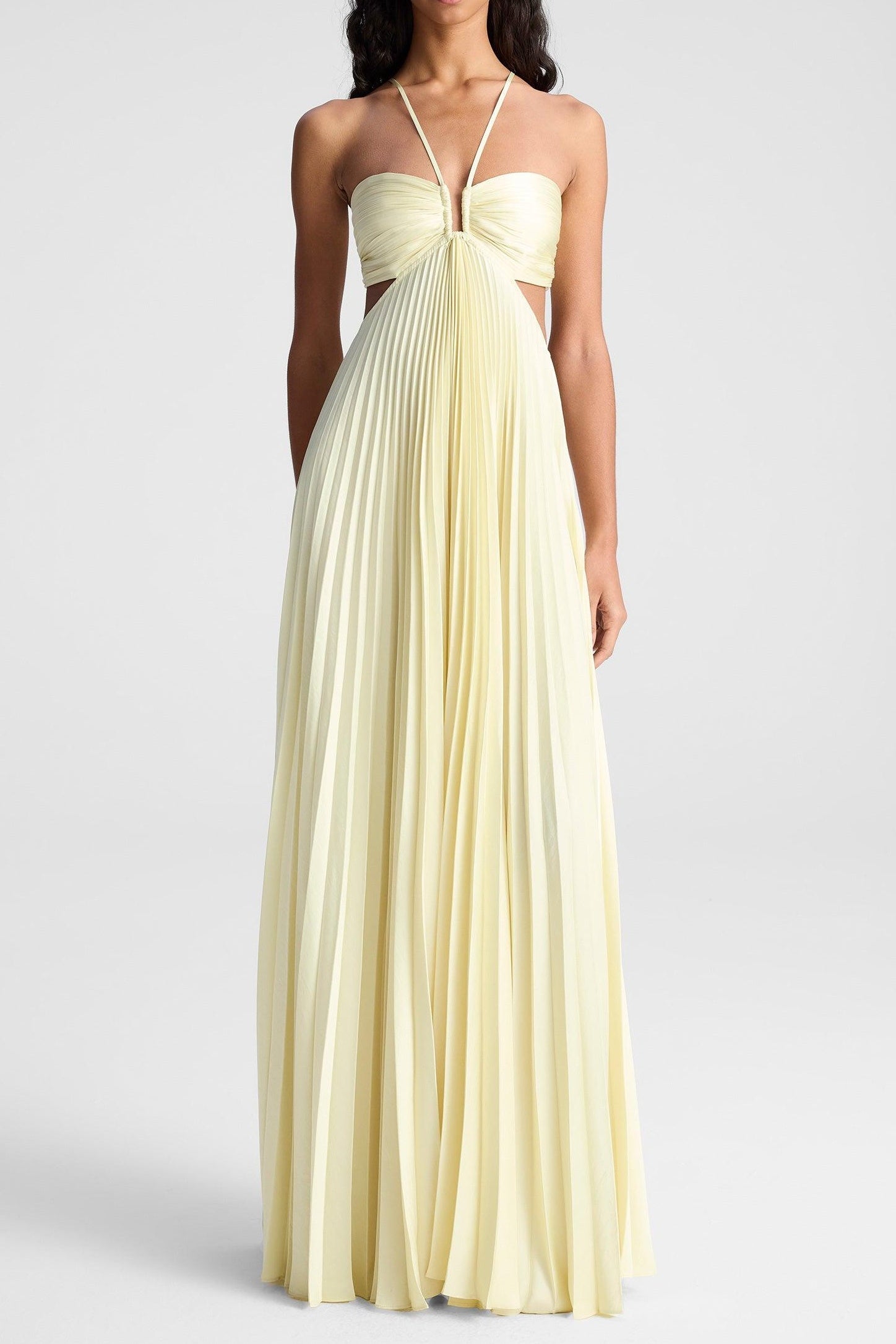 Hot A Line Halter Neck White Long Prom Dress with Backless