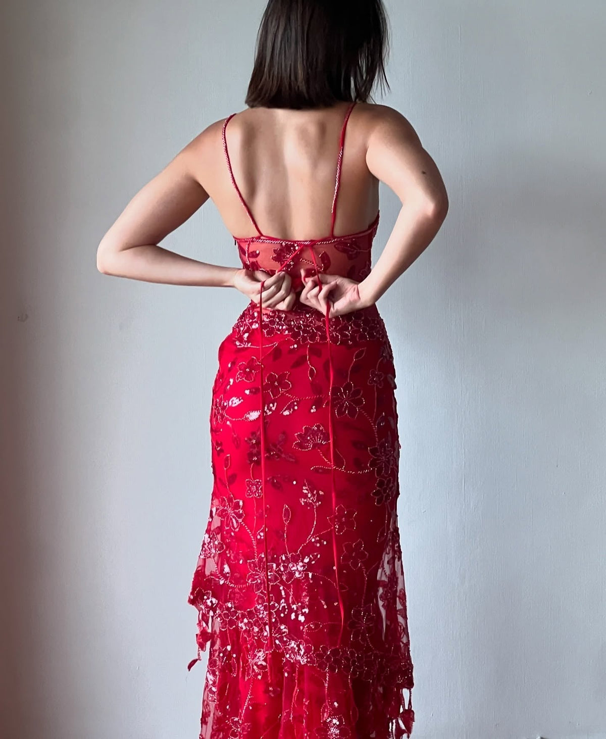 Gorgeous Mermaid Spaghetti Straps Orange Long Prom Dress with Appliques