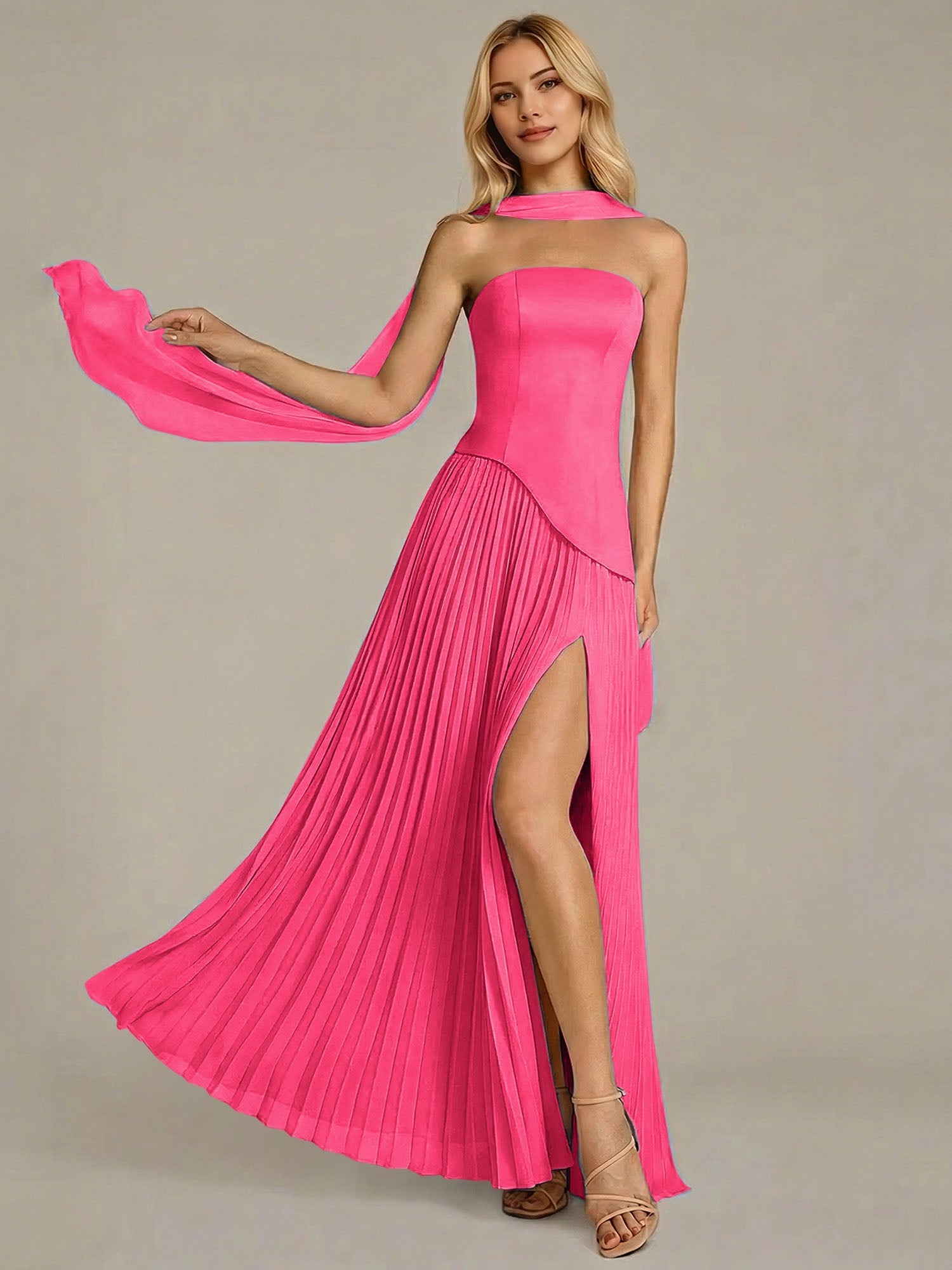 Navy A Line Satin Off The Shoulder Sleeveless Floor Length Dress