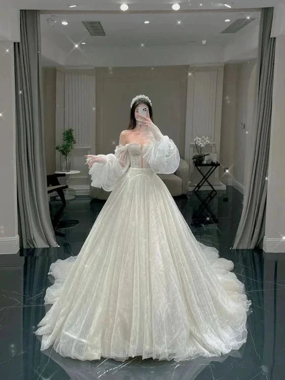 Charming White Tulle Wedding Dress,White Bridal Dress ,Y2531 by simplepromdress