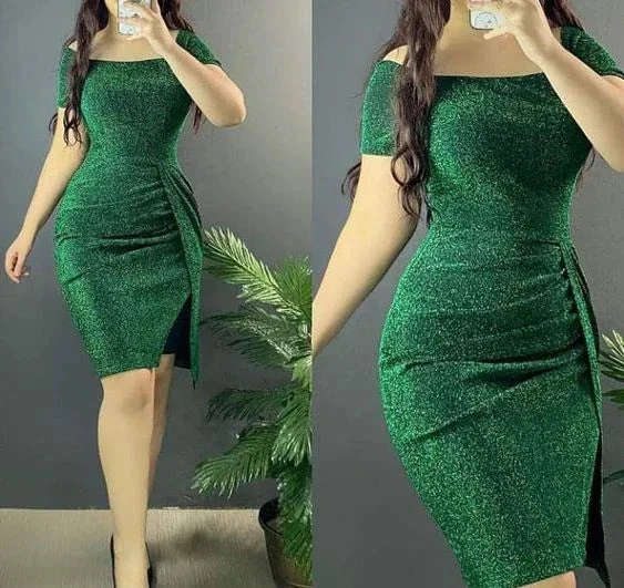 Green Short Sleeves Bodycon Dress Sexy Homecoming Dress Y6051 by simplepromdress