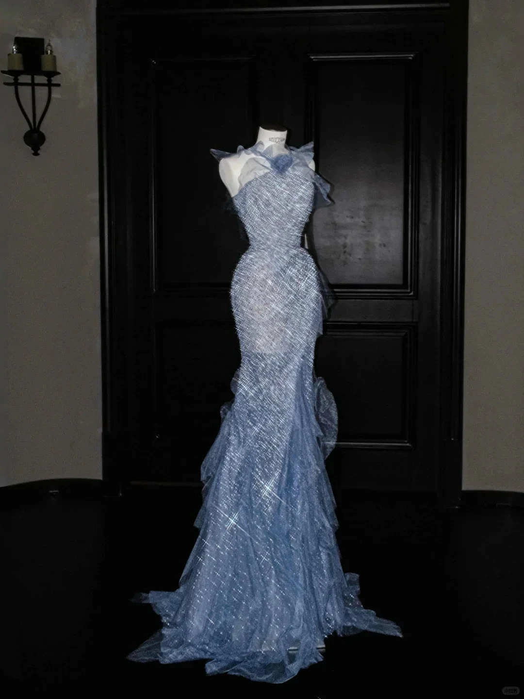 Gorgeous Blue Tulle Sequins Beaded Ruffles Mermaid Prom Dress,Formal Evening Dress Wedding Dress Y8671 by simplepromdress