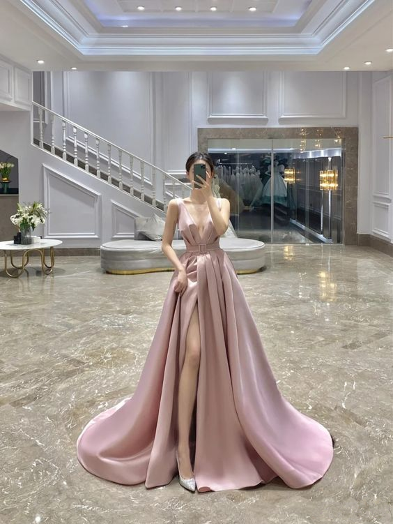 Classy A-line V Neck Prom Dress,Pageant Dress