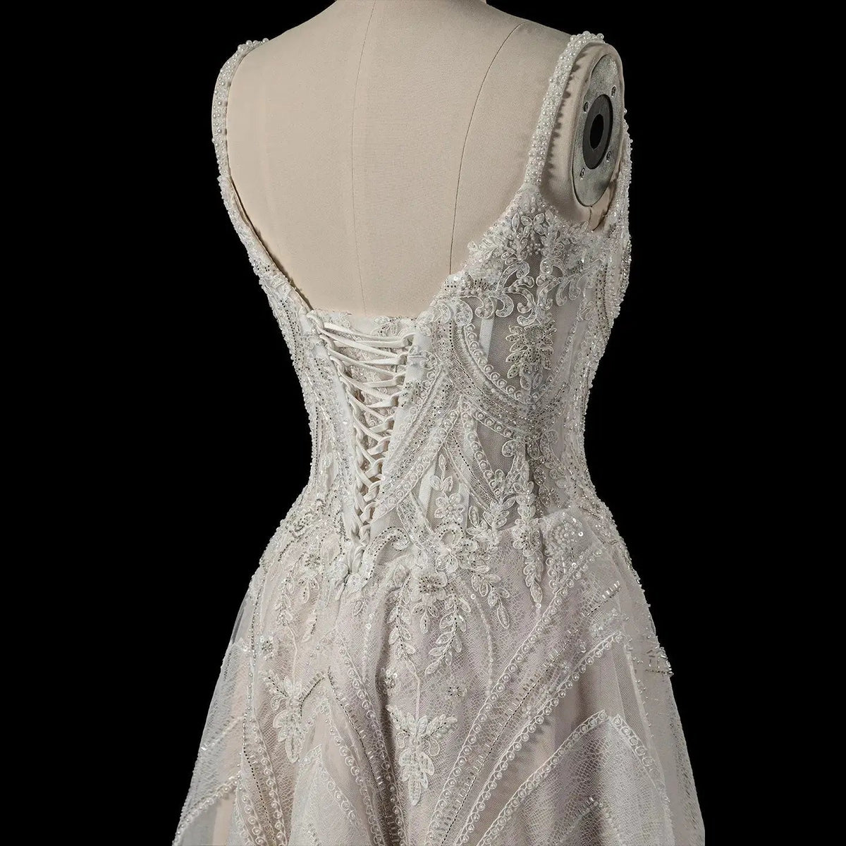 Luxury Ivory Beaded Lace Short Wedding Dress with Lace-Up Corset Back ZP059