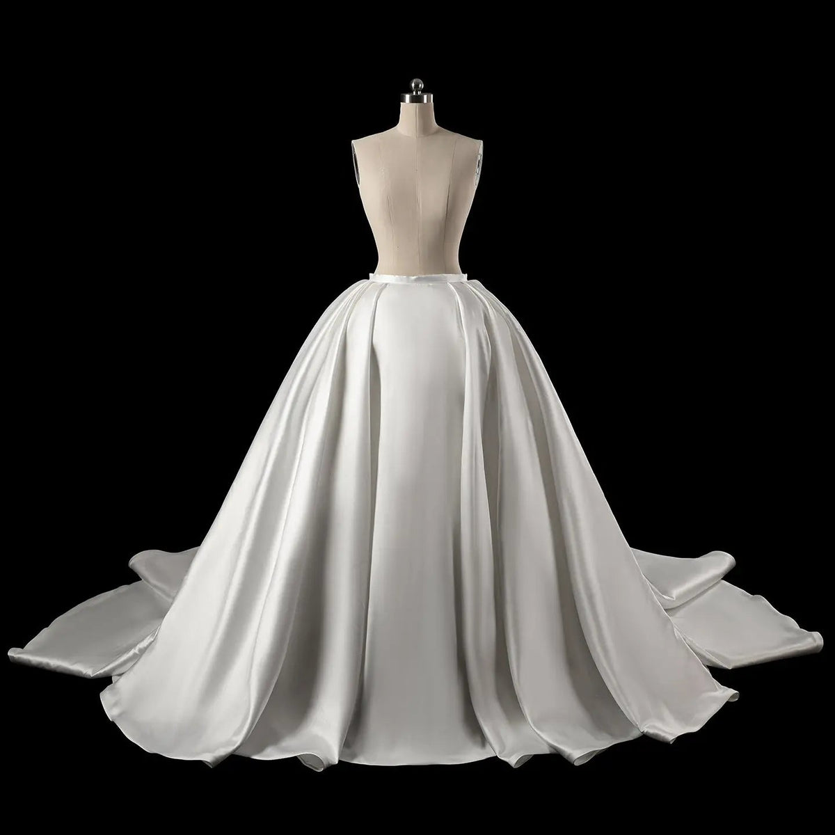 Luxury White Satin Strapless Beaded Ball Gown Train Wedding Dress ZP152