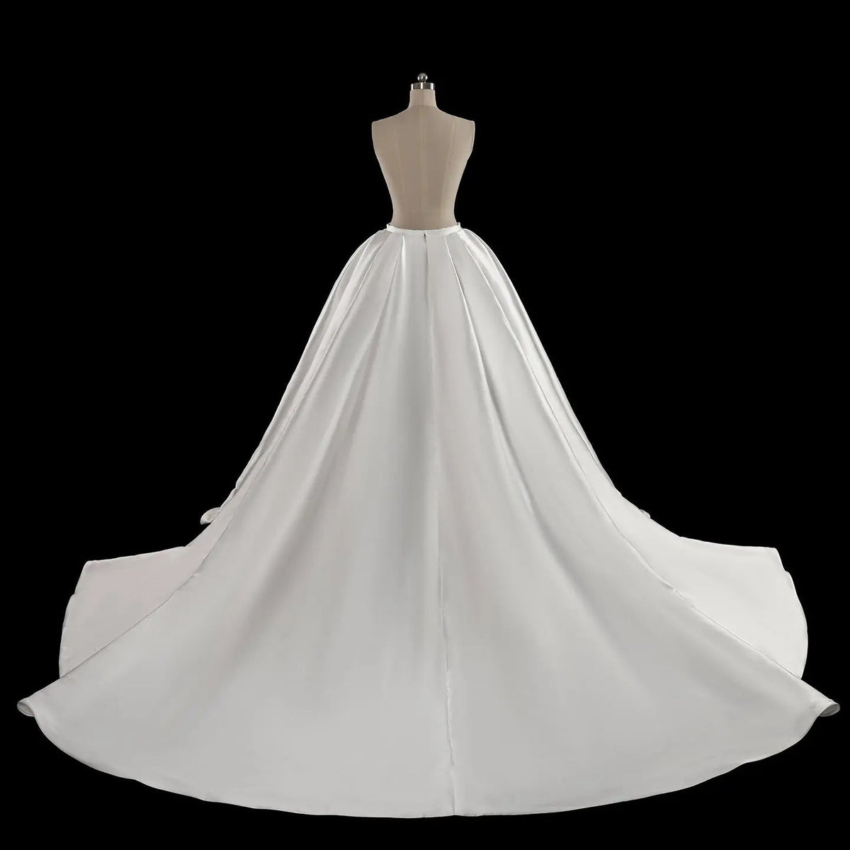 Luxury White Satin Strapless Beaded Ball Gown Train Wedding Dress ZP152