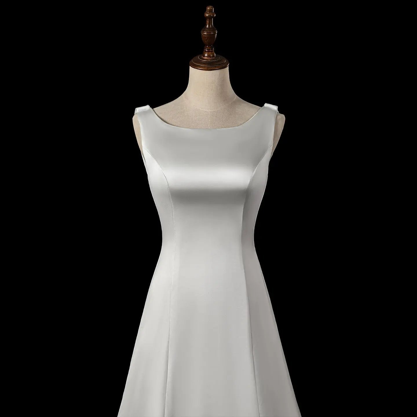 Romantic White Sleeveless Satin Wedding Dress with Low Back ZP052