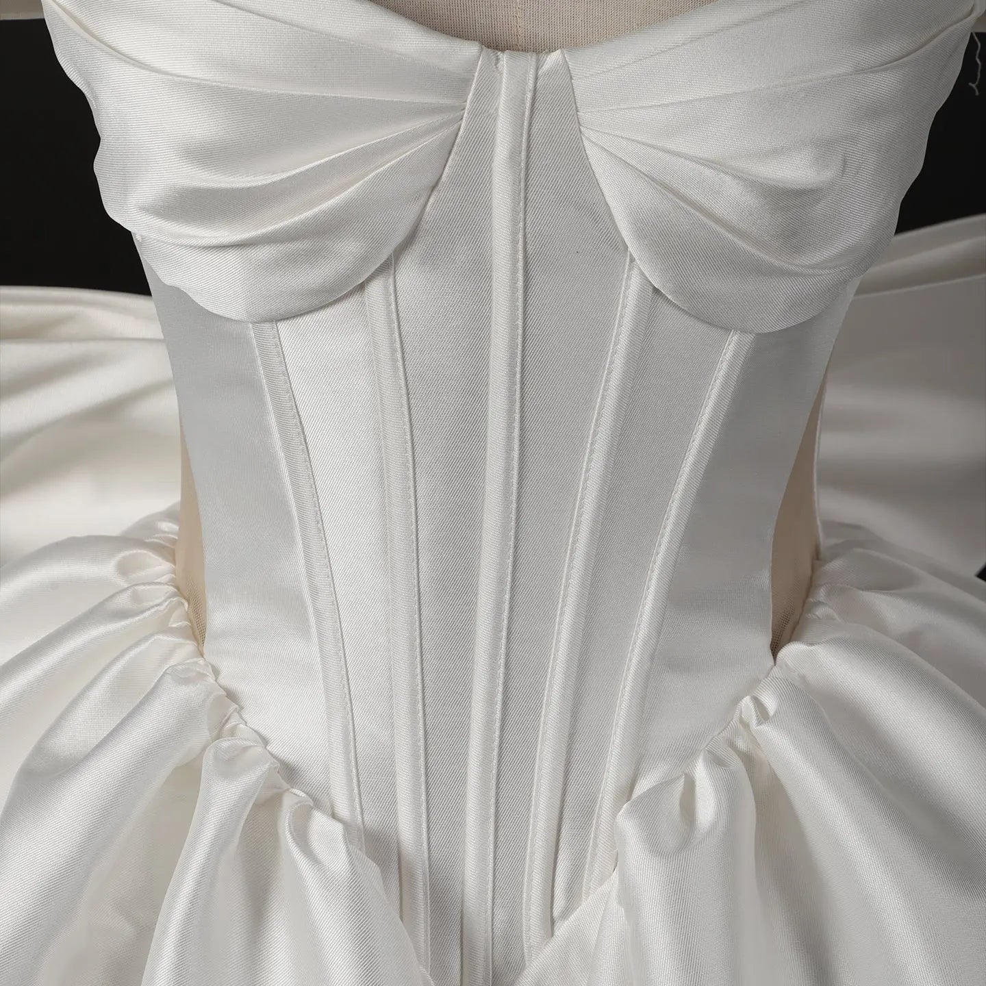 Elegant Lvory Off-the-Shoulder Satin Wedding Dress with Large Bow ZP051