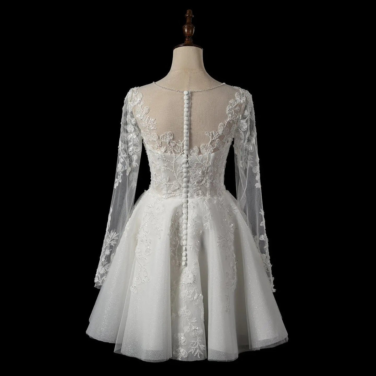Elegant Off White Long Sleeve Lace Short Wedding Dress ZP050