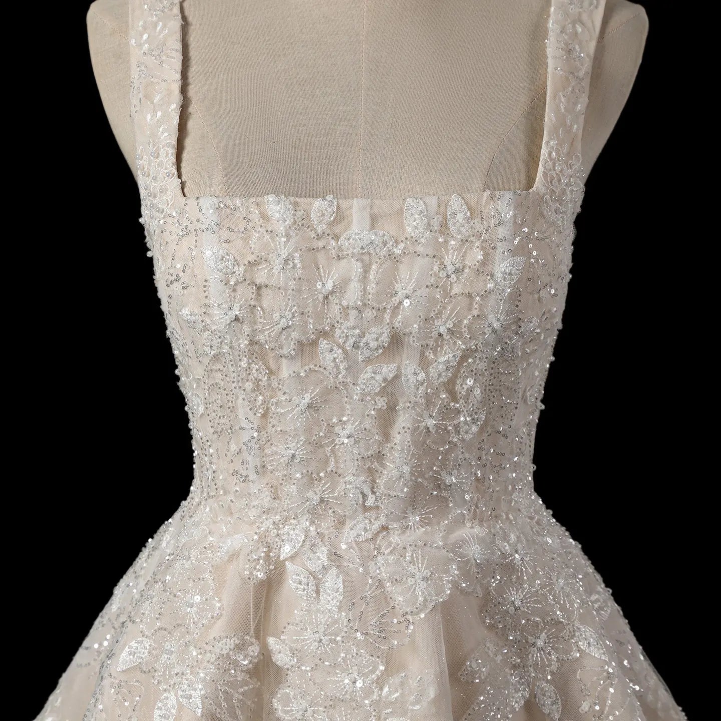 Romantic Champagne Sleeveless A-Line Short Wedding Dress with Deep V Back ZP046