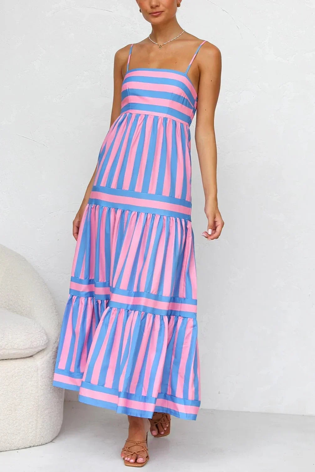Jimena Timeless Dress Pink/blue Boutique Collection