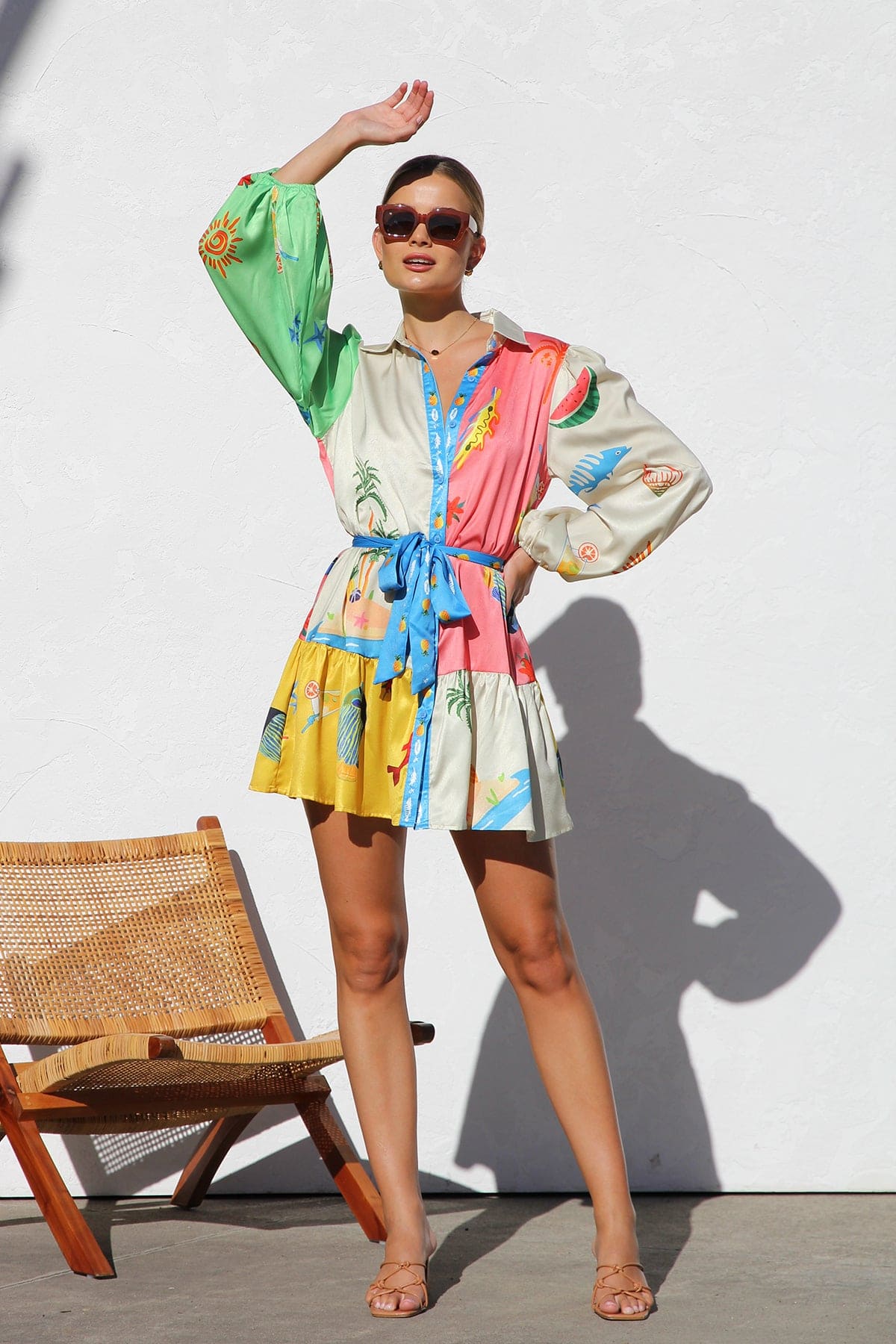 Multi - Coloured Print Mini Dress