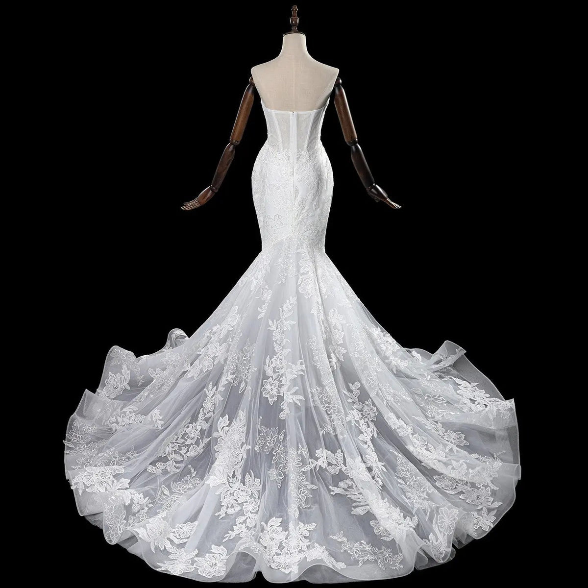 Glamorous White Sweetheart Neckline Mermaid Wedding Dress with Detachable Tulle Sleeves ZP056