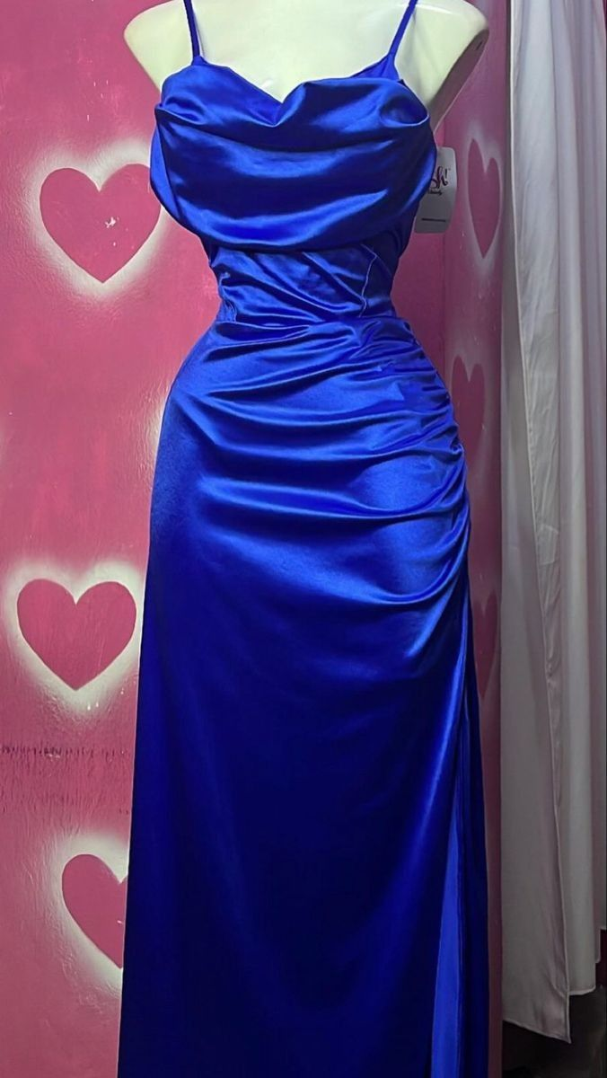 Simple Royal Blue Satin Sheath Prom Dress Long Party Evening Gown