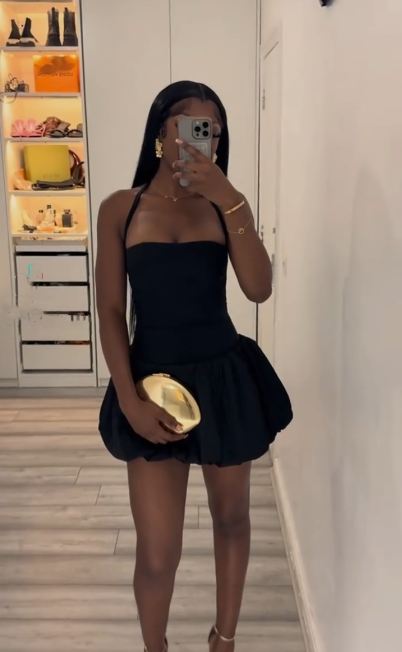 Sexy Black Halter Satin A-Line Short Party Dress Formal Graduation Homecoming Dress - View 3 | FashionDia