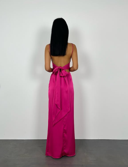 Hot Pink Sexy Sheath Long Prom Dress Backless Evening Gown Y7894 - View 3 | VelvetHem