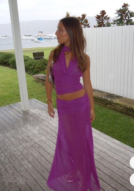 Sexy Purple Tulle Halter Party Evening Dress
