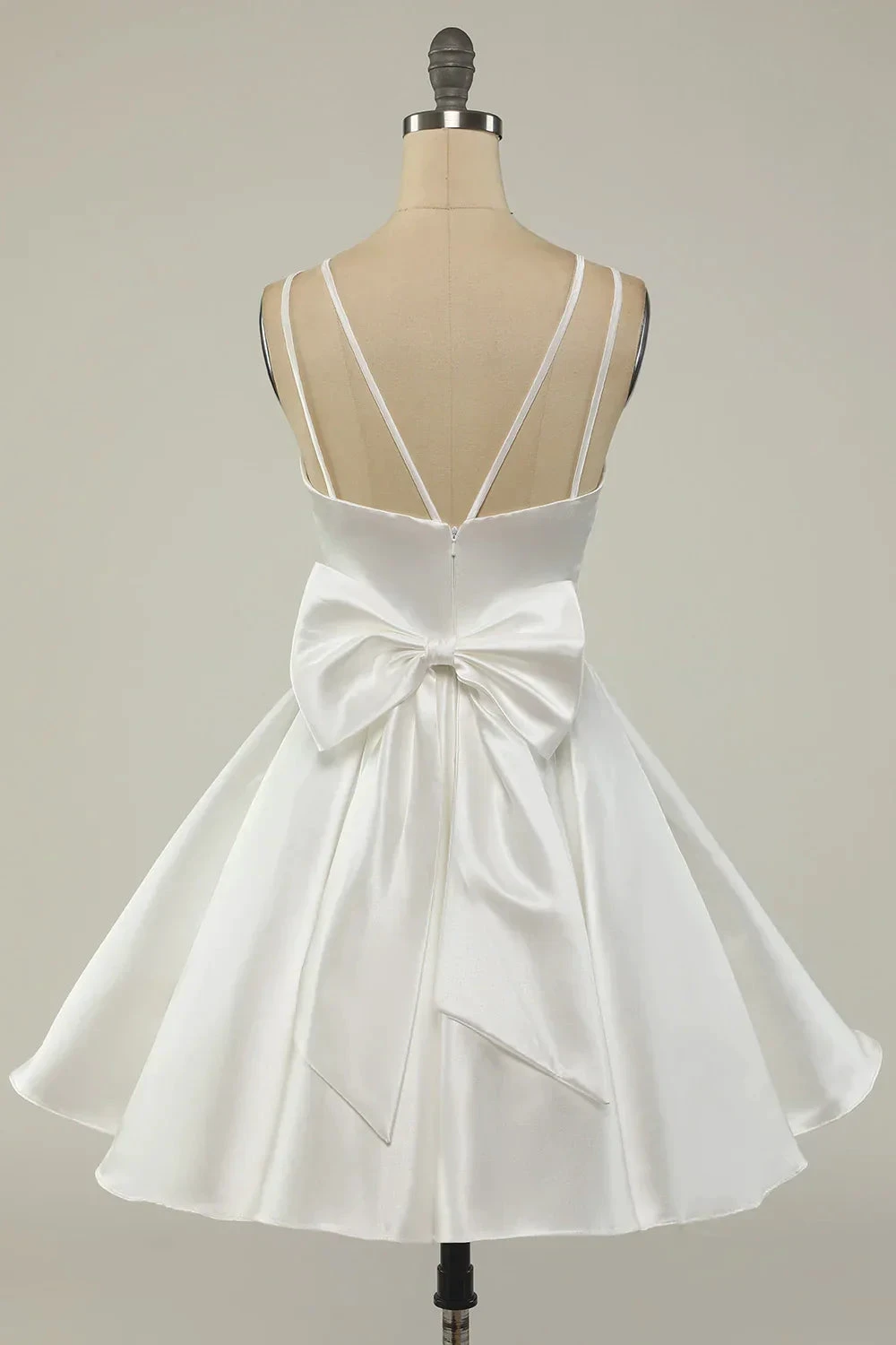 White Satin A-line Graduation Dress White Short Homecoming Dress (ZD12343)