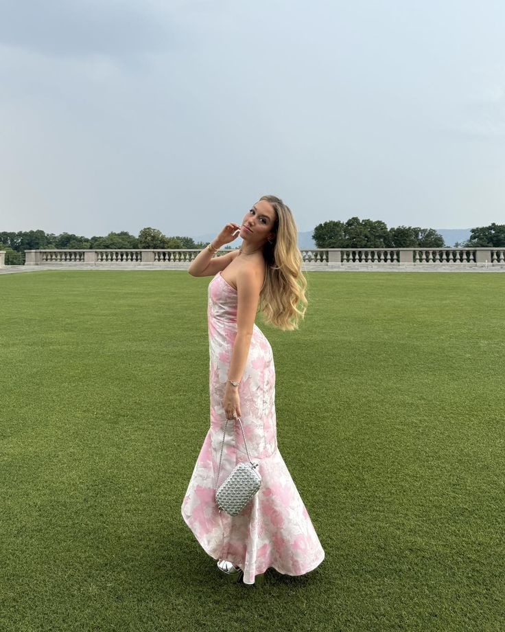 Sweet Pink Satin Print Floral Evening Dress Mermaid Prom Dress Y7828 - View 7 | VelvetHem